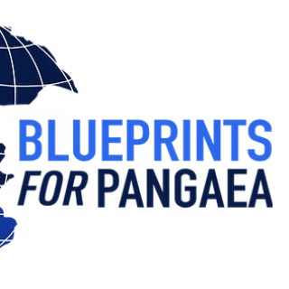 The logo for Blueprints for Pangea, which includes a blue graphic representing a globe