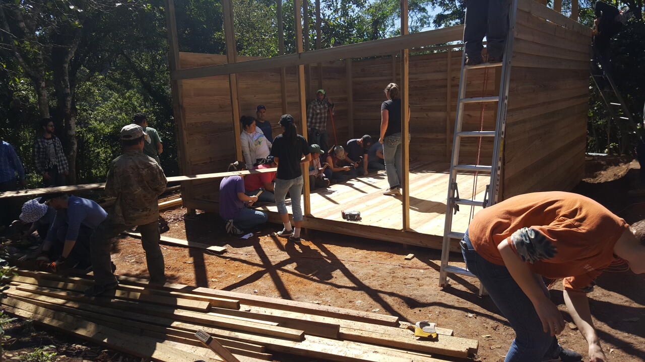 Buck-I-SERV participants constructing a home in Honduras