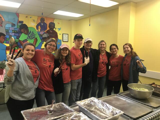 Buck-I-SERV students serving meals at Father McKenna Center