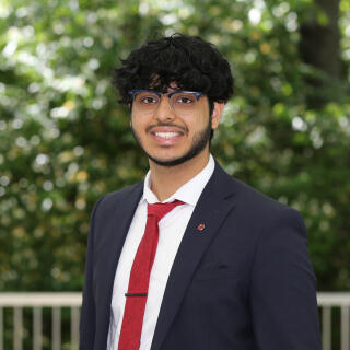 Lucky smiling at camera.