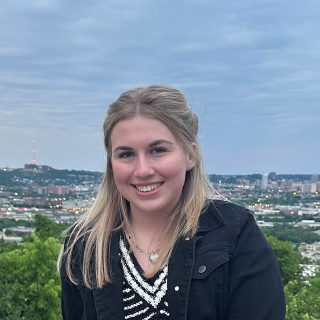 Lauren smiling at the camera.