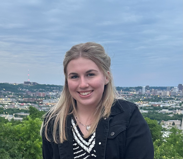 Lauren smiling at the camera.